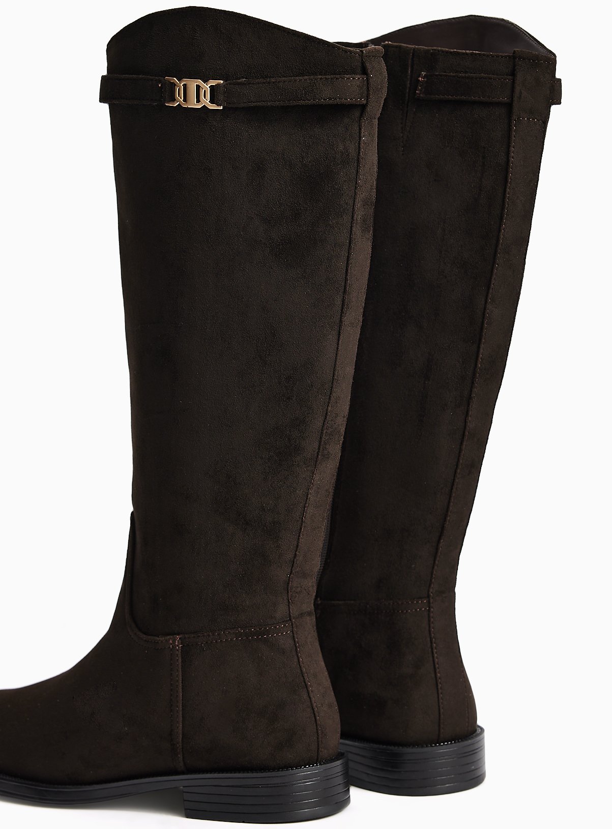Black Faux Suede Long Equestrian Rider Boots 4 - Image 4 thumbnail
